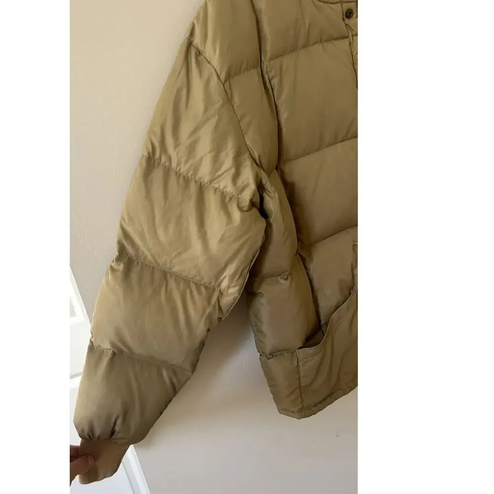 Vintage 90s Tan Cabela's Goose Down Quilted Puffer Coat Hunting Men's Large
